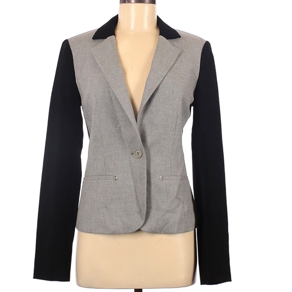 Rachel Roy combo slate & black suit crop size 12 new